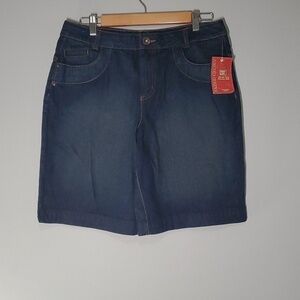 Faded Glory shorts women's size 8 blue denim longer Bermuda